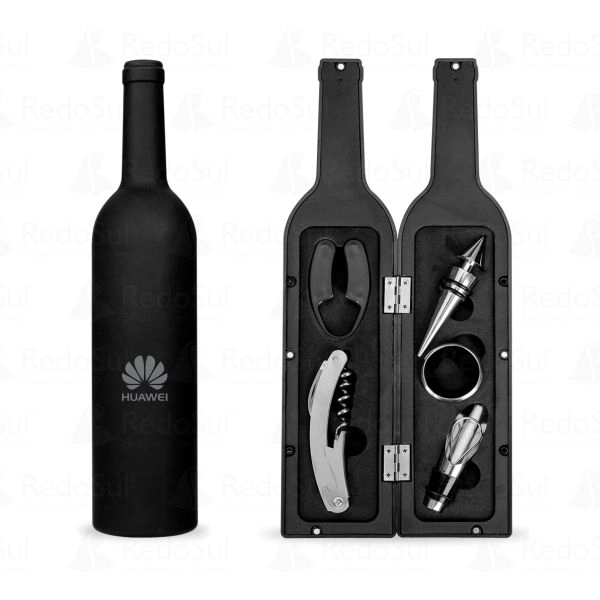 RD 11870-Kit Vinho Personalizado Formato Garrafa com 5 Peças RD 11870-Kit Vinho Personalizado Formato Garrafa com 5 Peças